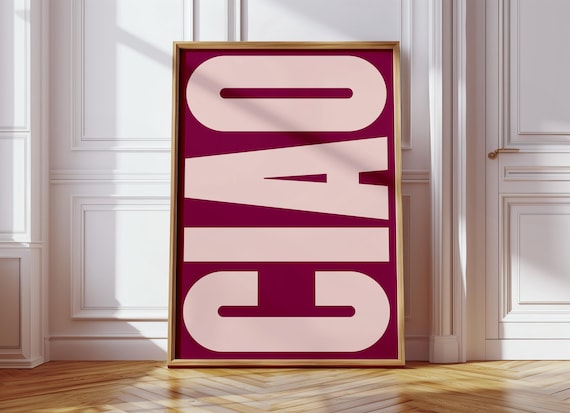 Ciao Typography Retro Poster Maximalist Wall Art Retro Gallery Wall Apartment Aesthetic Bold Typography Prints Italian Poster Tp109