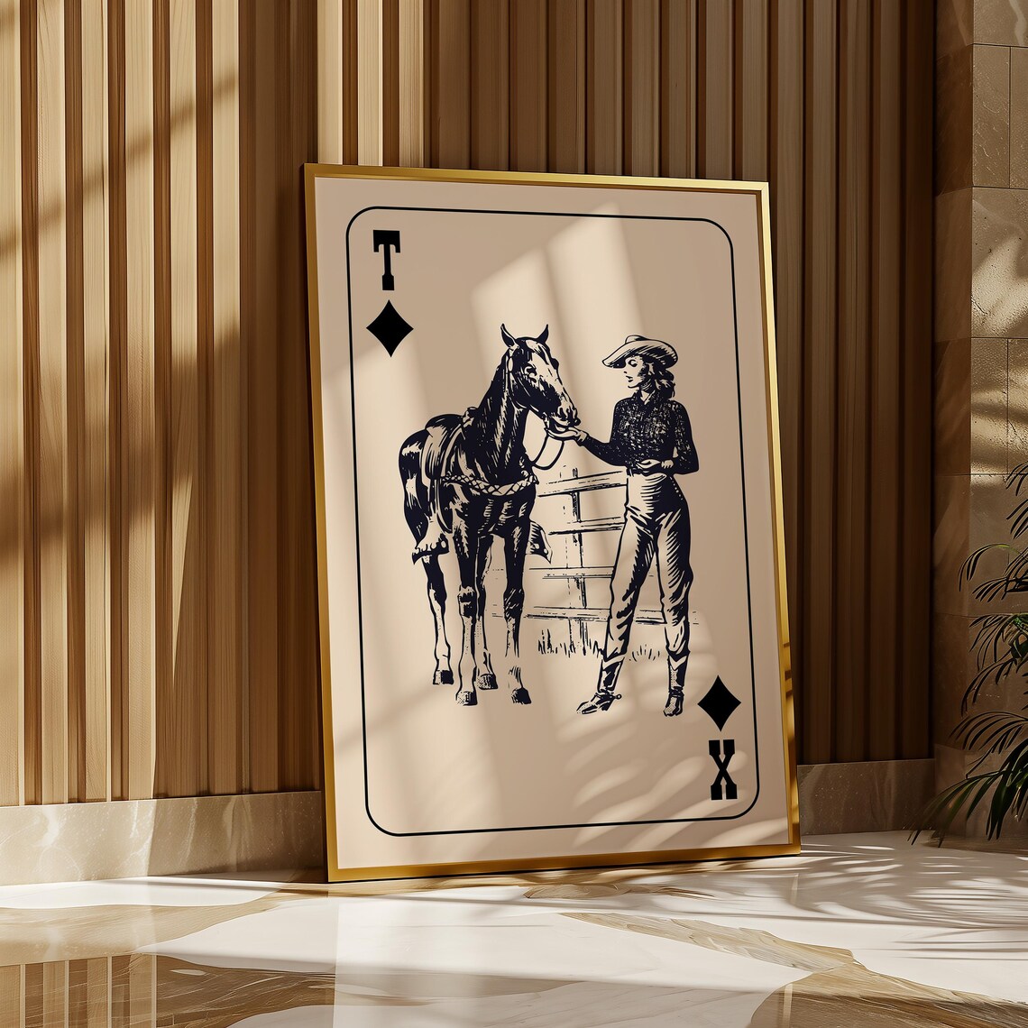 Cowgirl Playing Card Poster, Vintage Western Texas - Image 4