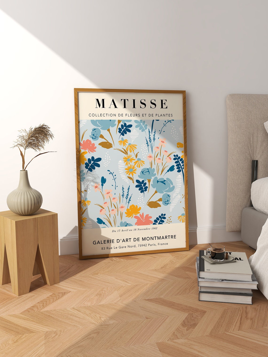 Matisse Blue Botanical Exhibition Poster Gold Pastel Floral 1962 - Image 2