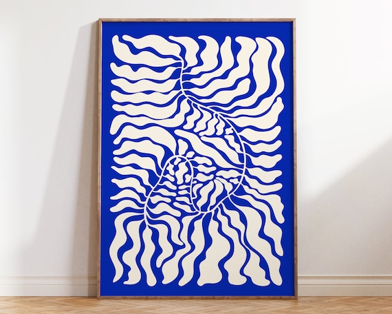 Blue Matisse Style Botanical Poster Print