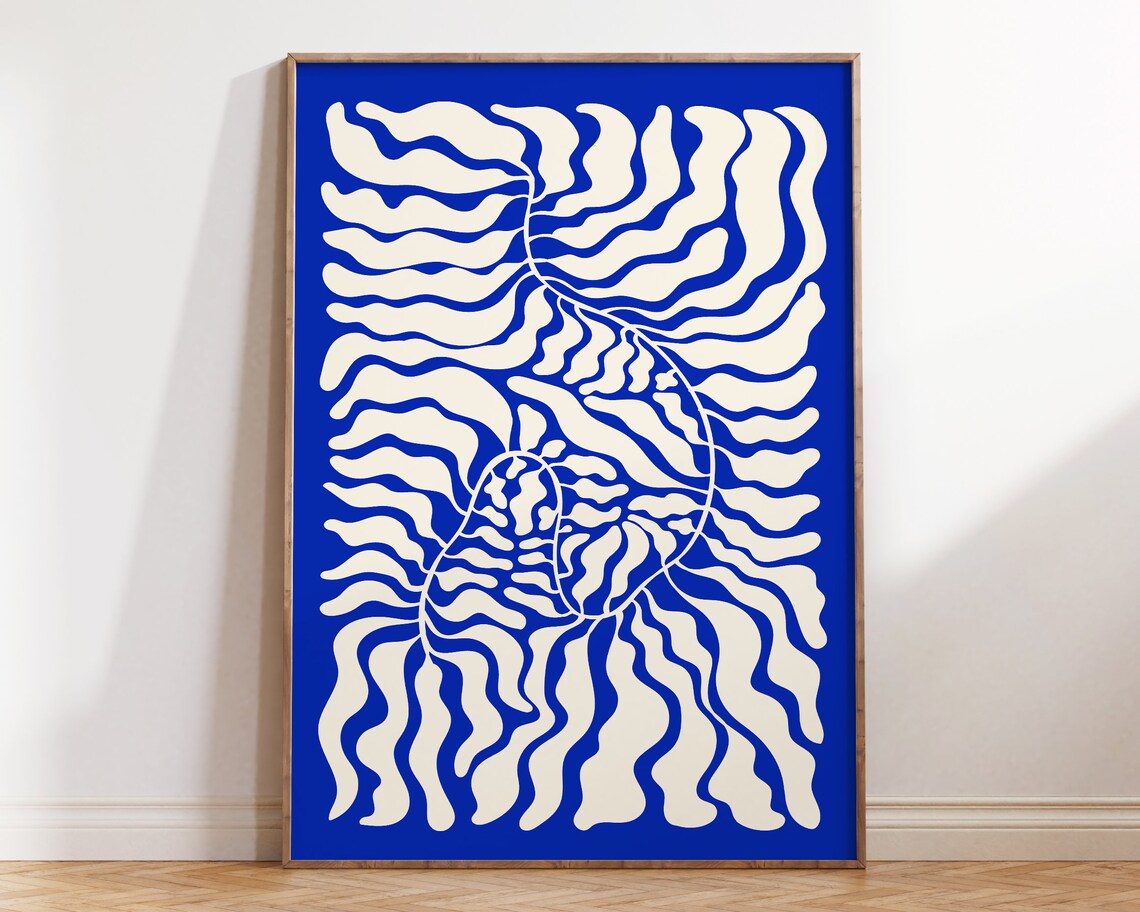 Blue Matisse Style Botanical Poster Print