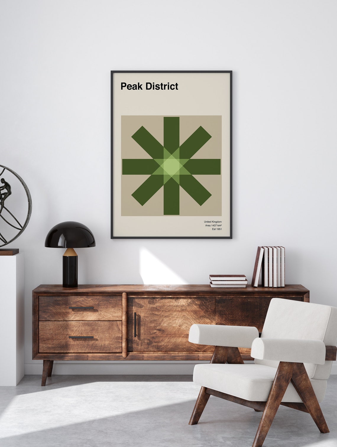 Peak District UK Minimalist Green Star National Park Art Poster - Image 2
