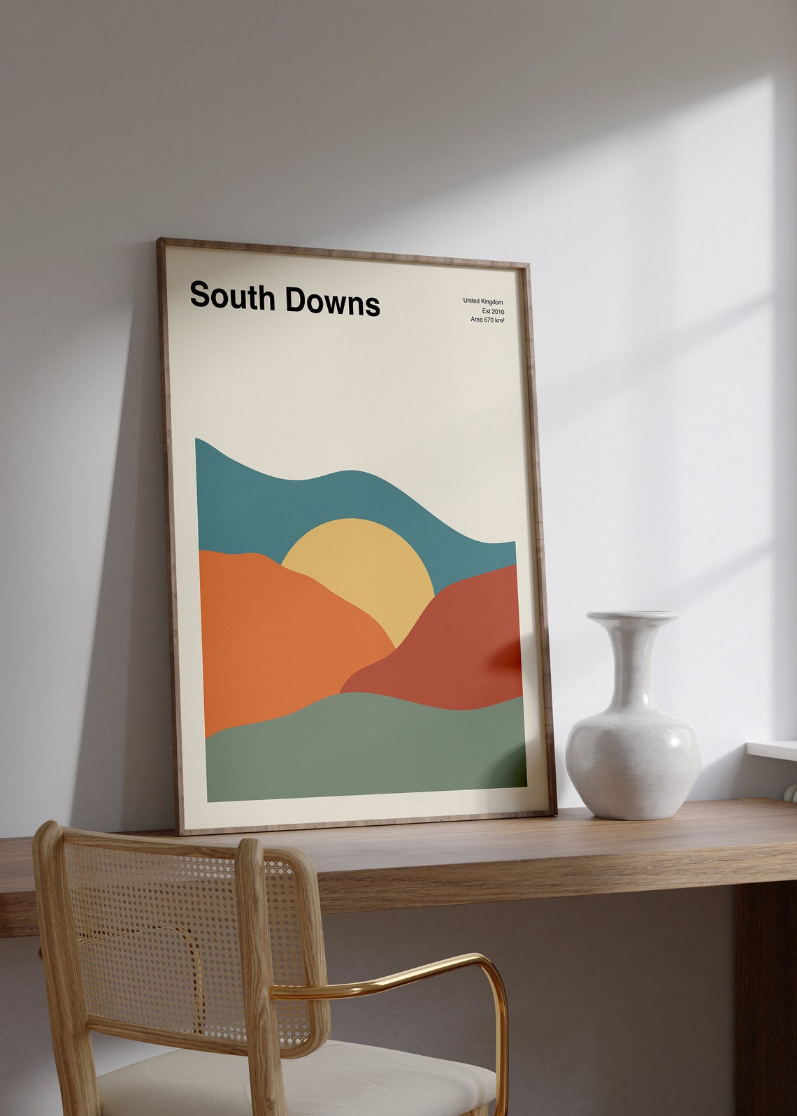 South Downs UK National Park Abstract Sunset Rolling Hills Poster - Image 2