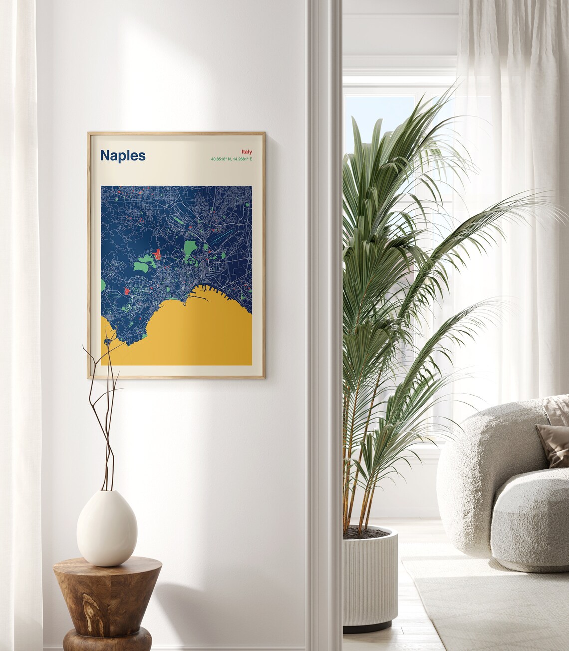 Naples Italy Colourful Bay of Naples City Map Poster Navy and Gold - Image 3