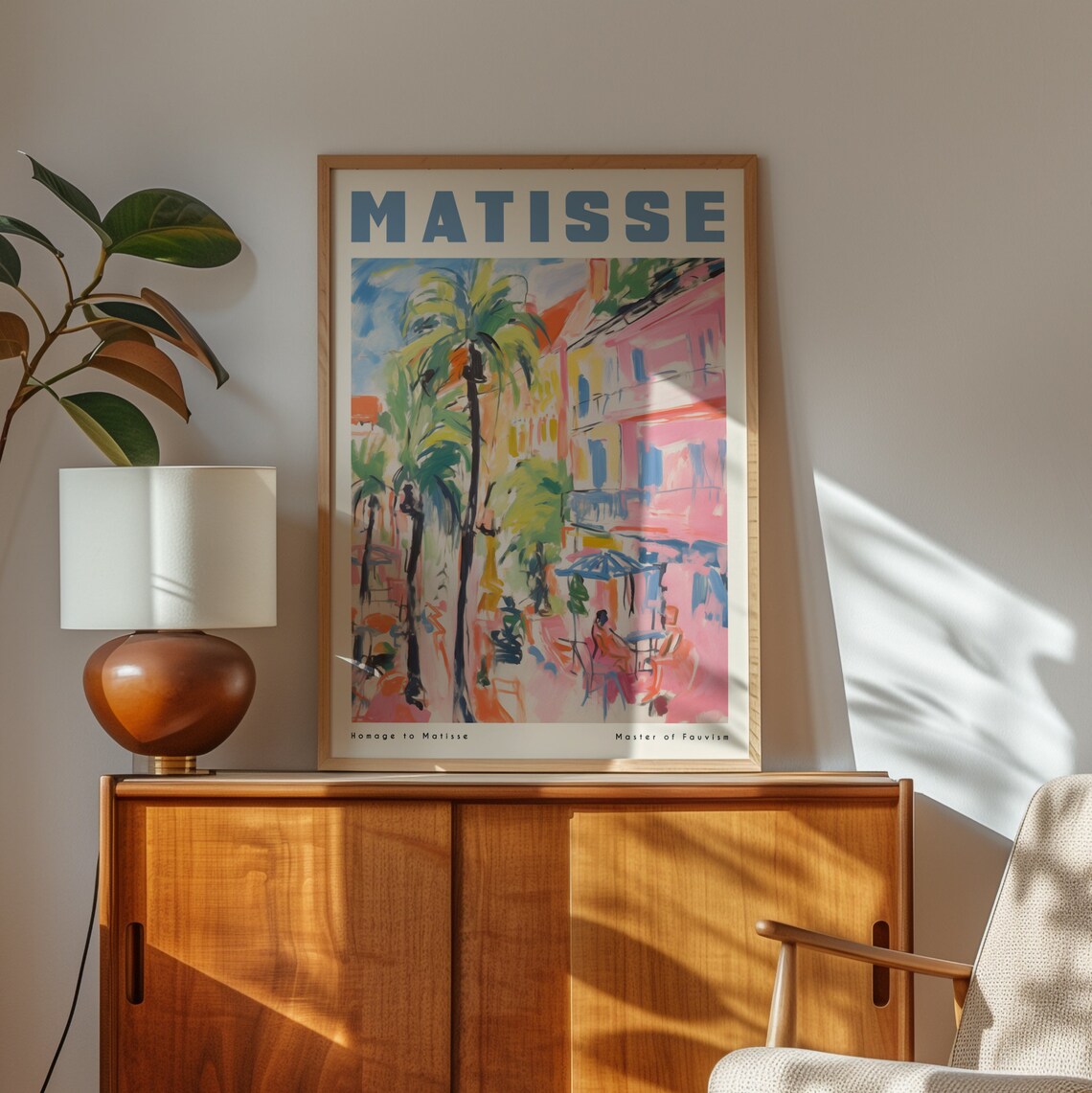 Matisse Homage Palm Tree Street Scene Fauvist Style Art Poster - Image 3