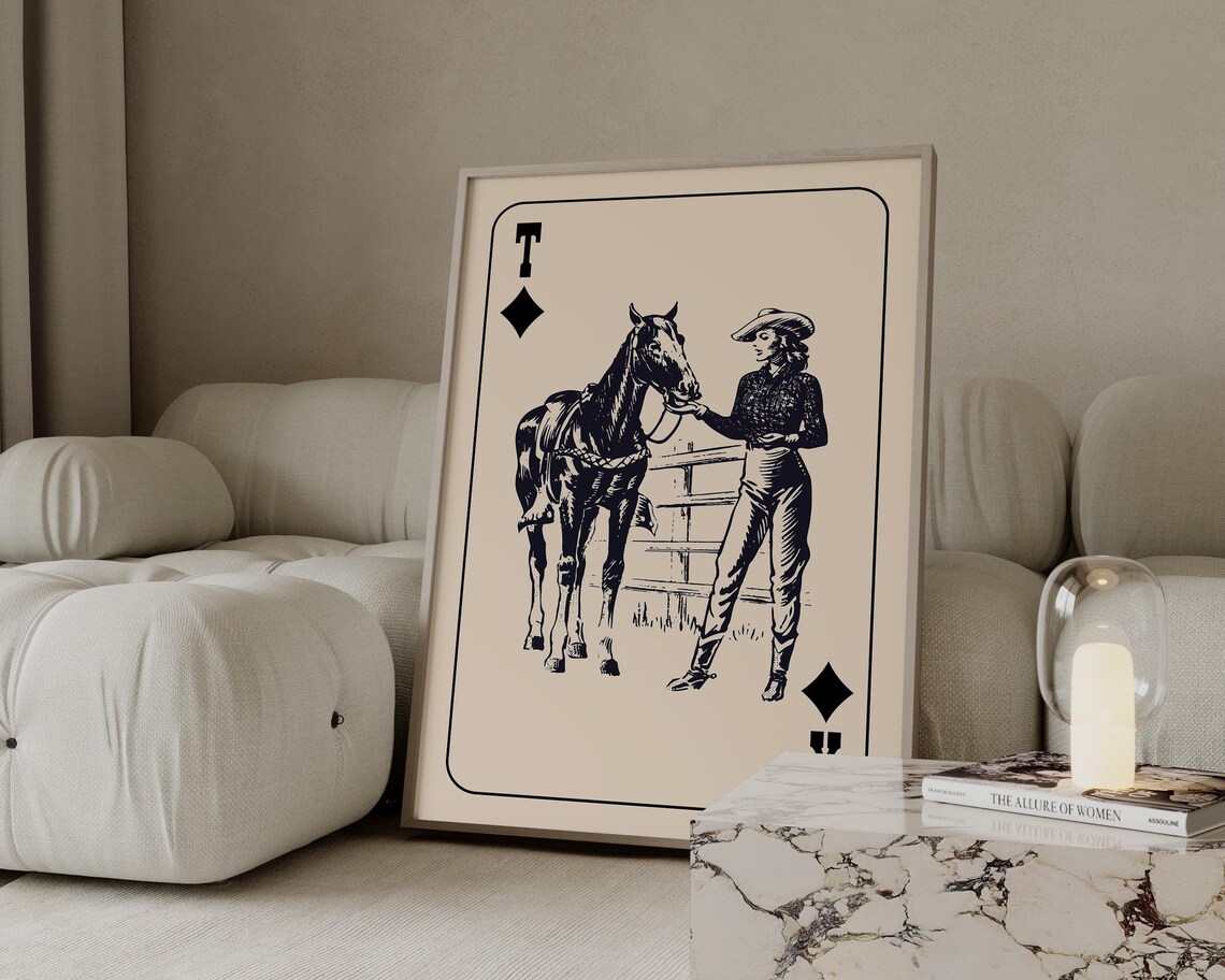 Cowgirl Playing Card Poster, Vintage Western Texas - Image 2