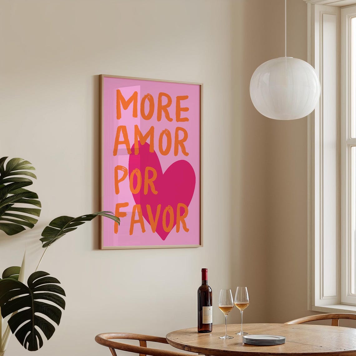 More Amor Por Favor Pink Heart Typography Hand Drawn Love Poster - Image 4