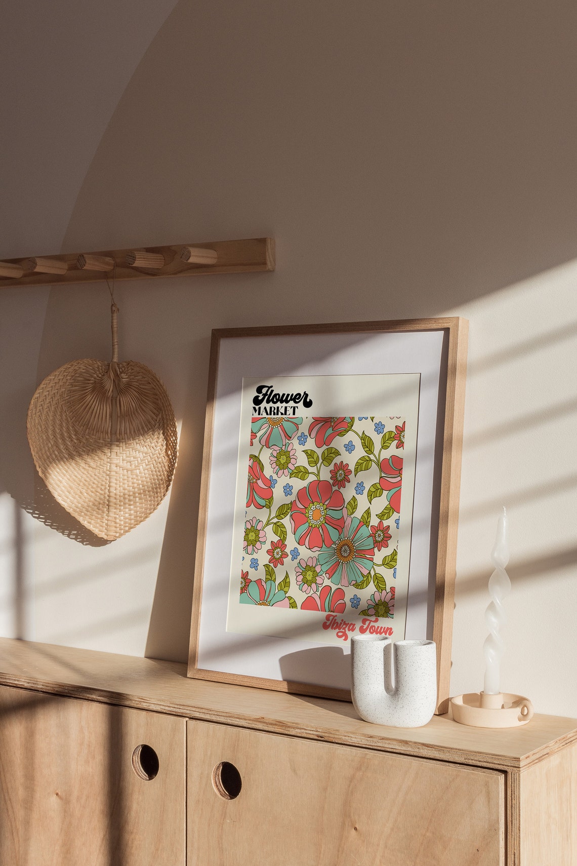 Ibiza Flower Market Print Flower Market Poster Hippie Poster Retro 70s Flower Market Boho Flower Market Retro Flowers F020 - Image 2