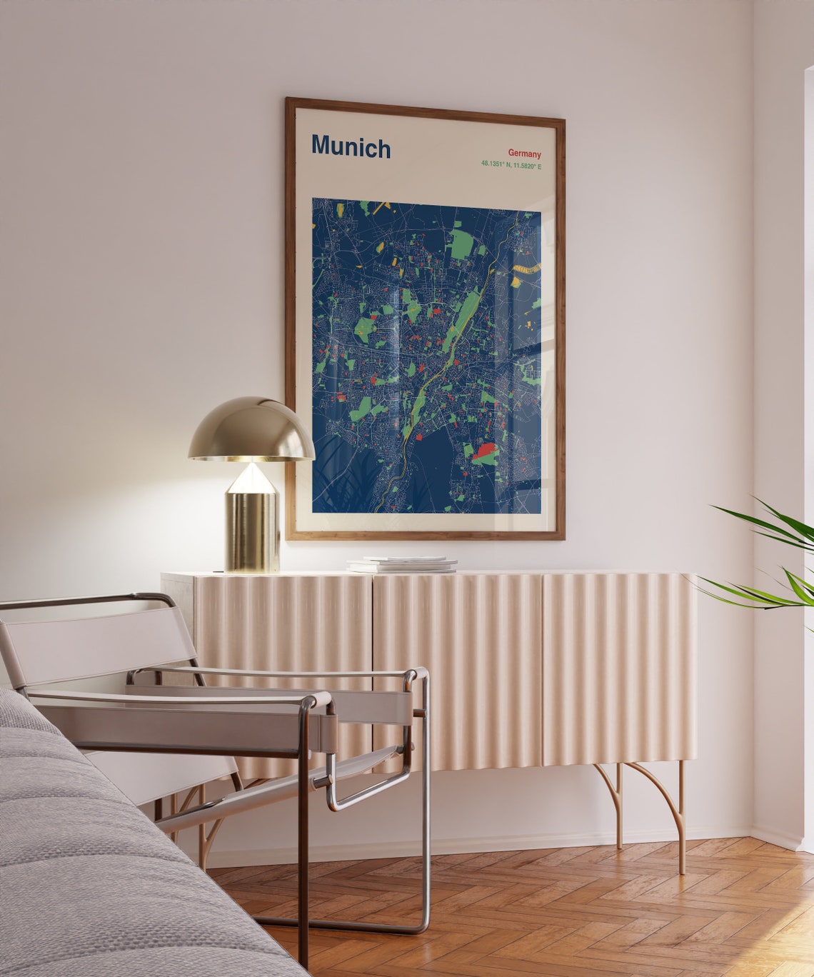 Munich Germany City Street Map Navy Blue Minimalist Art Print - Image 2