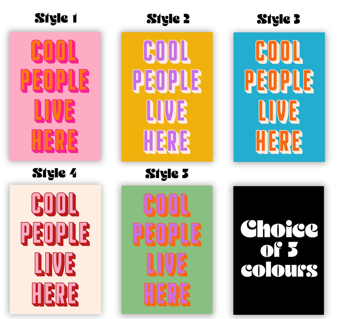 Cool People Live Here Retro Pink Orange Typography Fun Poster - Image 3