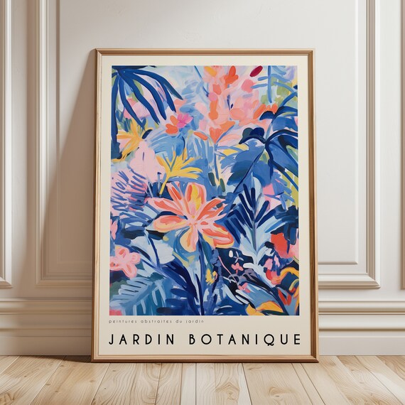 French Botanical Print Abstract Flowers Painting Maximalist Wall Art Flower Market Matisse Style Poster Mf030
