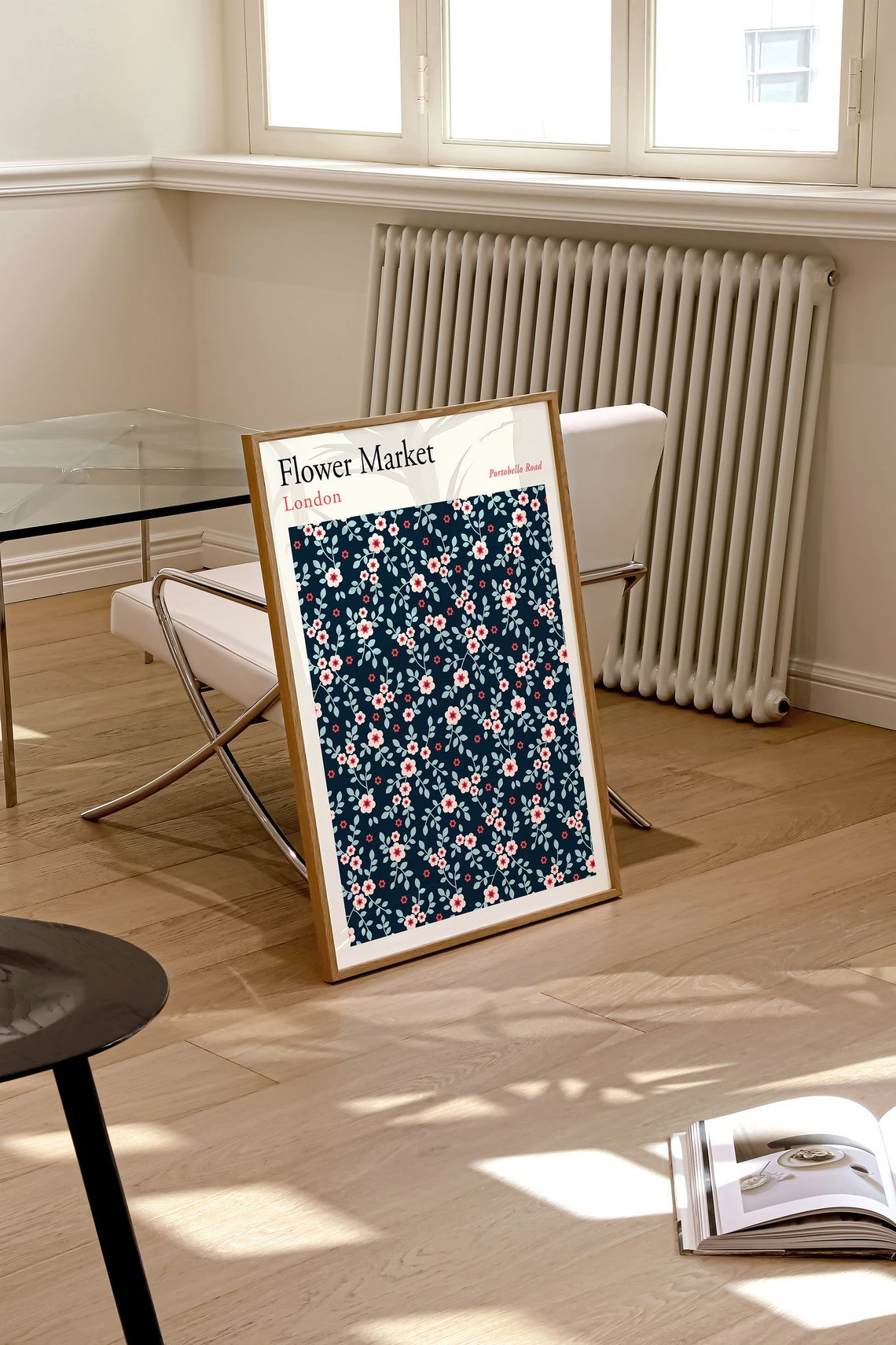 Flower Market Poster London Flower Market Blue Flowers Poster Flower Market Wall Art Boho Flower Market Print F152 - Image 3
