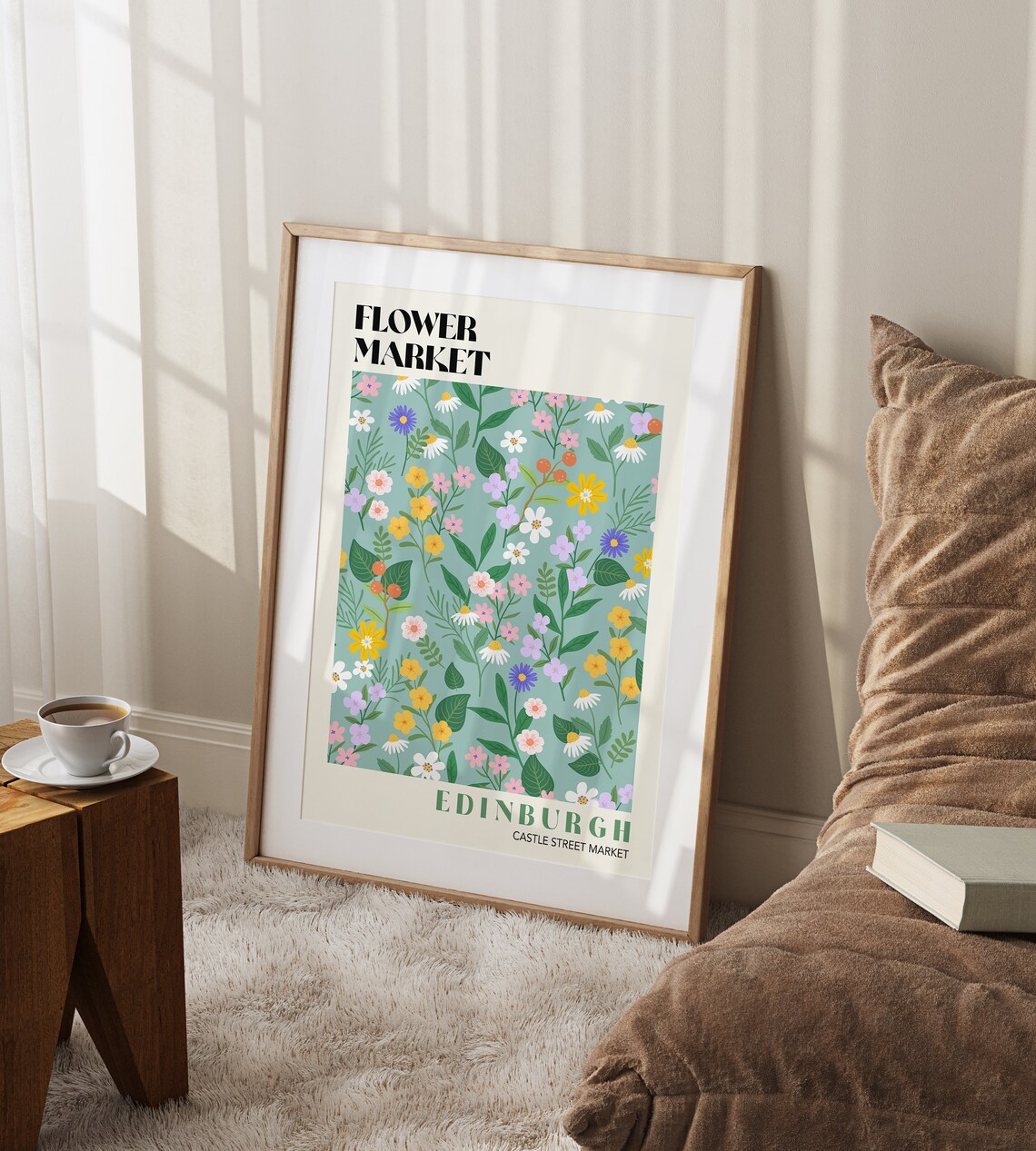 Flower Market Edinburgh Castle Street Market Botanical Poster - Image 3
