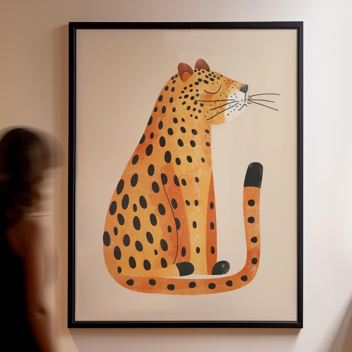 Cute Orange Cheetah Minimal Jungle Nursery Art Print