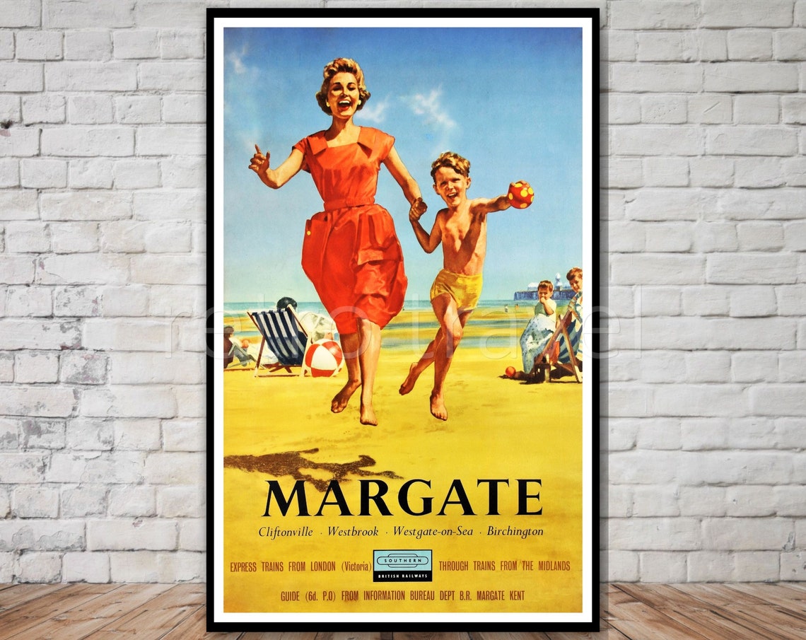 Margate British Railways Beach Day Retro Seaside Travel Poster