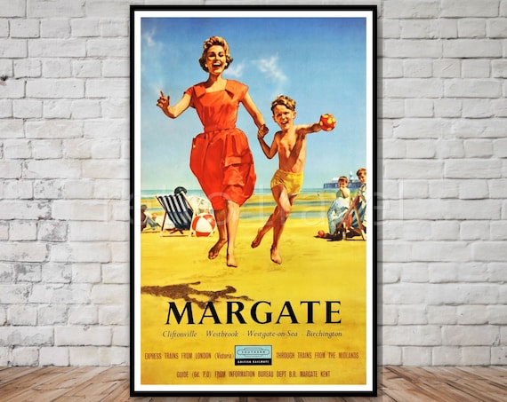 Margate British Railways Beach Day Retro Seaside Travel Poster
