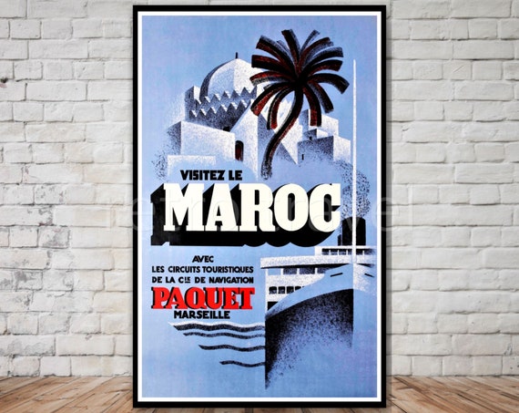 Morocco Maroc Instant Retro Travel Poster