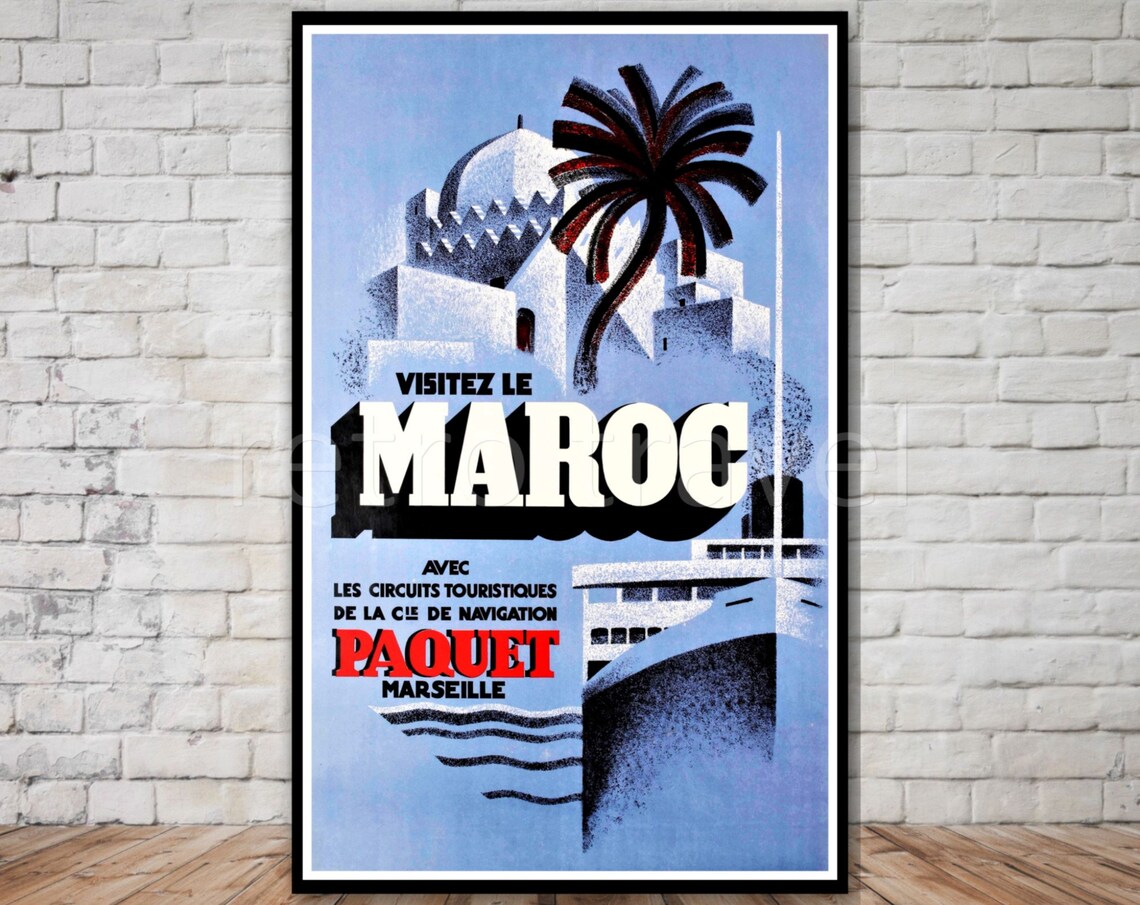Morocco Maroc Instant Retro Travel Poster