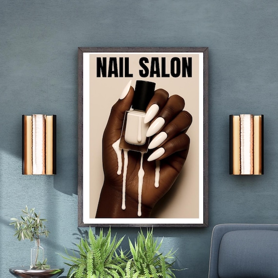 Nail Salon White Polish Hand Dripping Elegant Beauty Decor Poster