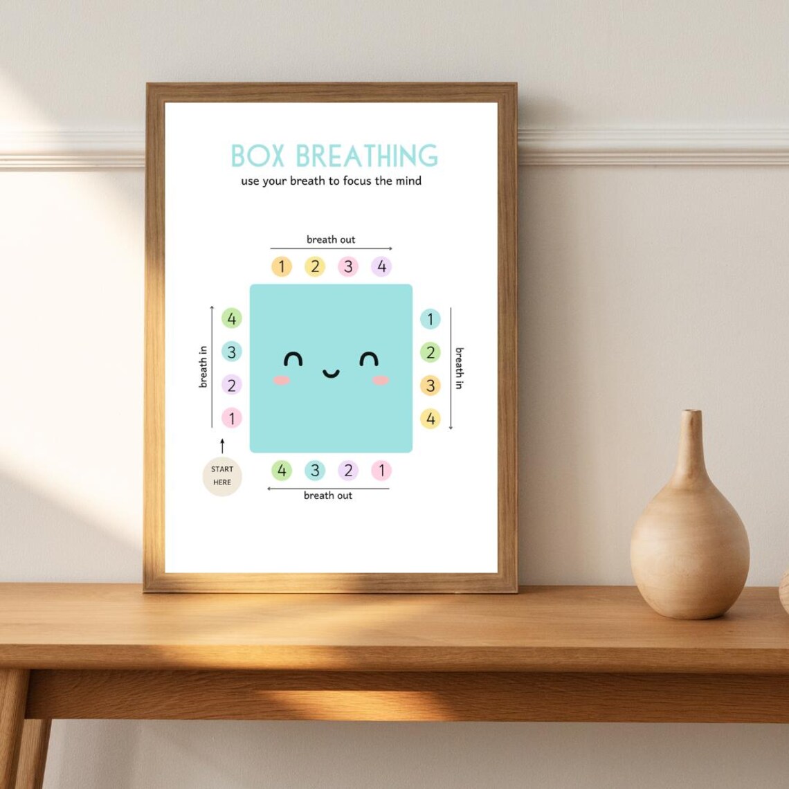 Box Breathing Poster, Calm Corner Therapy Office Decor - Image 2
