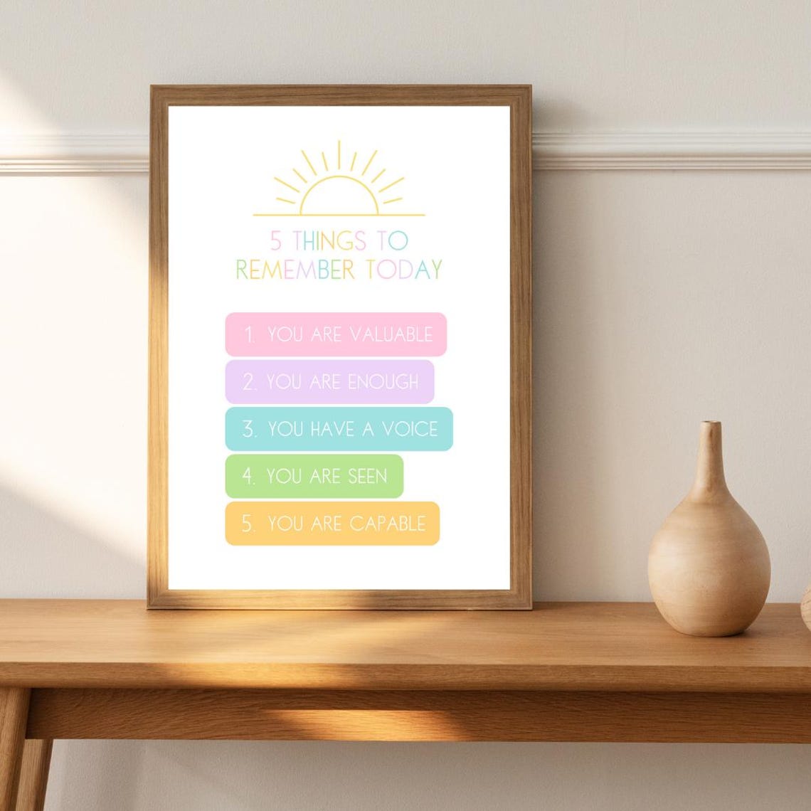 Five Things To Remember Today Self Worth Affirmations Poster - Image 3