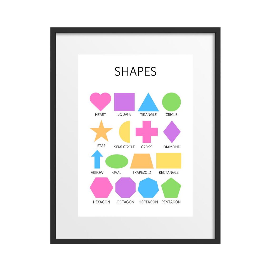Rainbow Shapes Learning Poster for Kids Playroom and Classroom Decor - Image 2