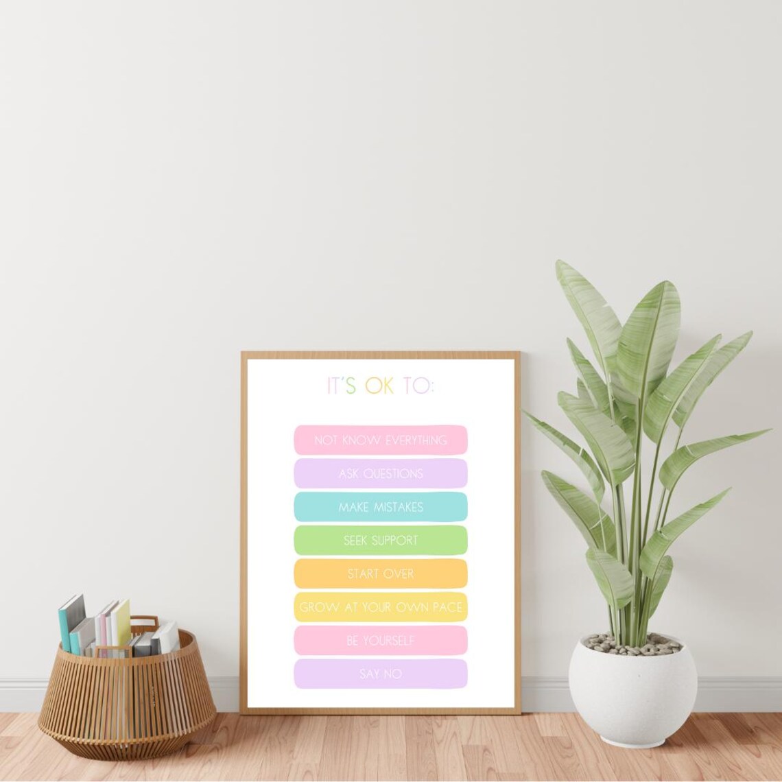 It Is Ok To Pastel Self Compassion Permission Slip Quote Poster - Image 2