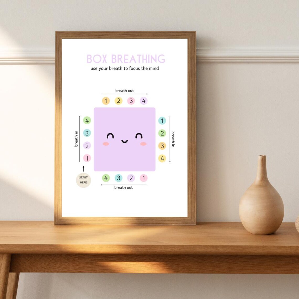 Box Breathing Poster, Calm Corner Therapy Office Decor - Image 2