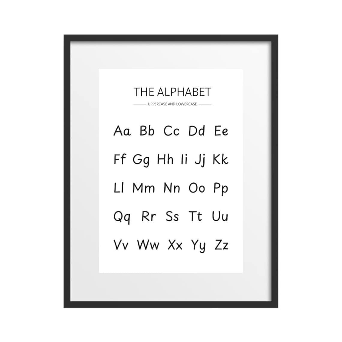 Black Alphabet Uppercase Lowercase Letters Minimalist Kids Room Poster - Image 2