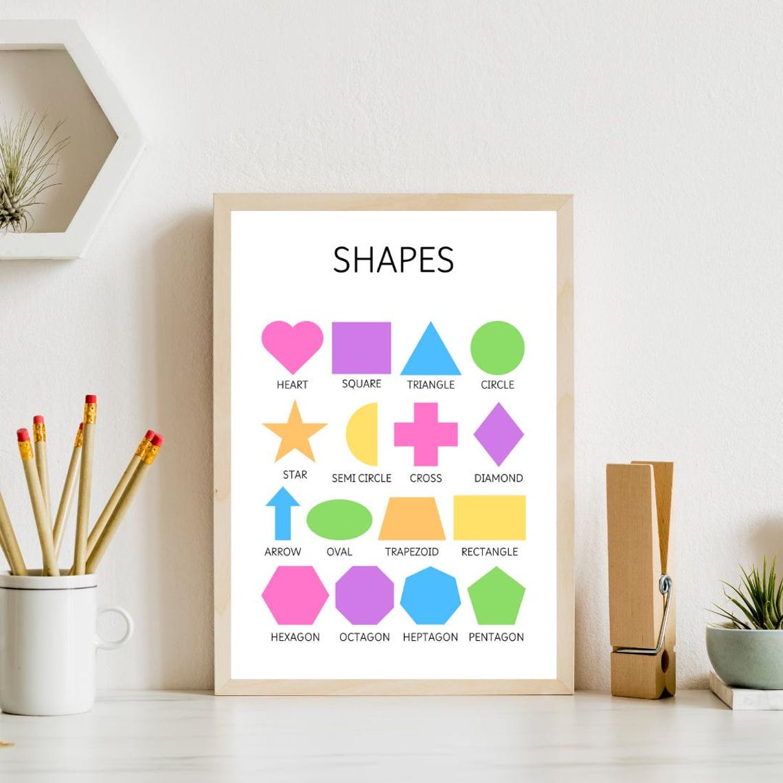 Rainbow Shapes Learning Poster for Kids Playroom and Classroom Decor - Image 4