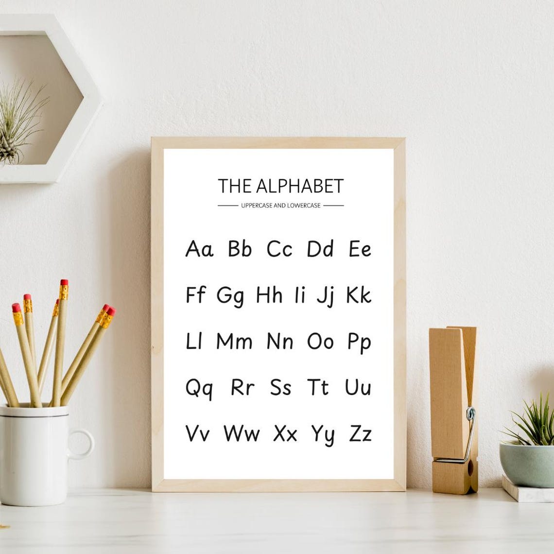 Black Alphabet Uppercase Lowercase Letters Minimalist Kids Room Poster - Image 3