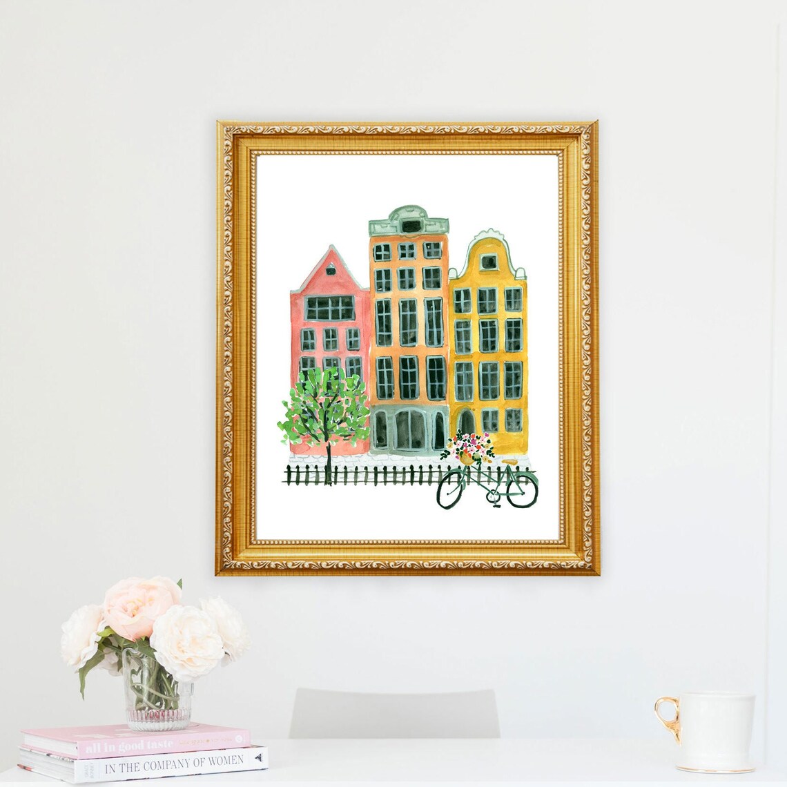Amsterdam Netherlands Watercolor Art Print, Travel Houses - Image 3