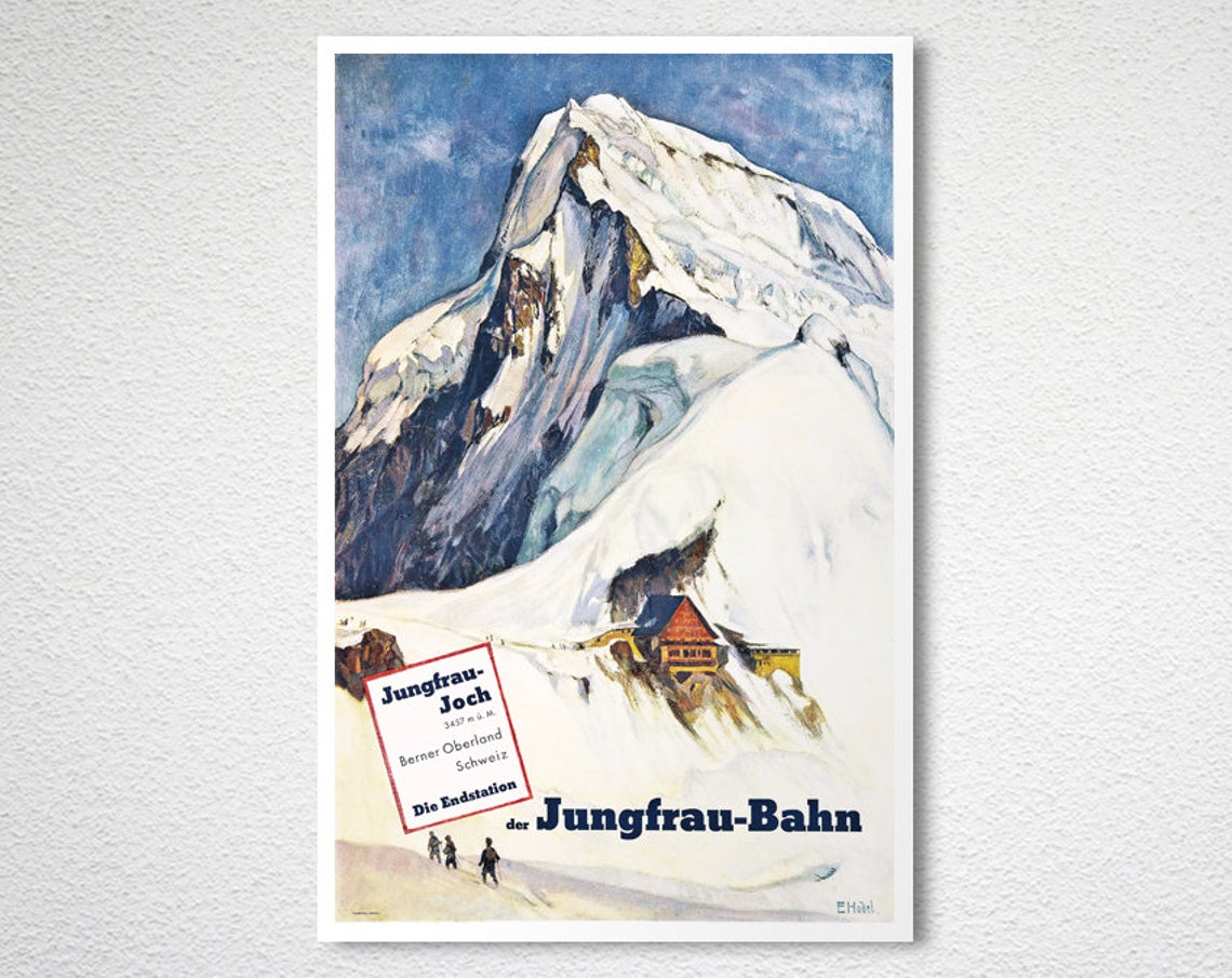 Jungfrau Bahn Berner Oberland Swiss Railway Mountain Art Poster - Image 2