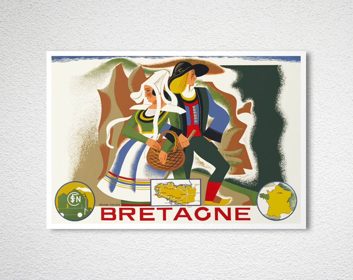 Bretagne Brittany Folk Costume Vintage French Travel Art Print - Image 2