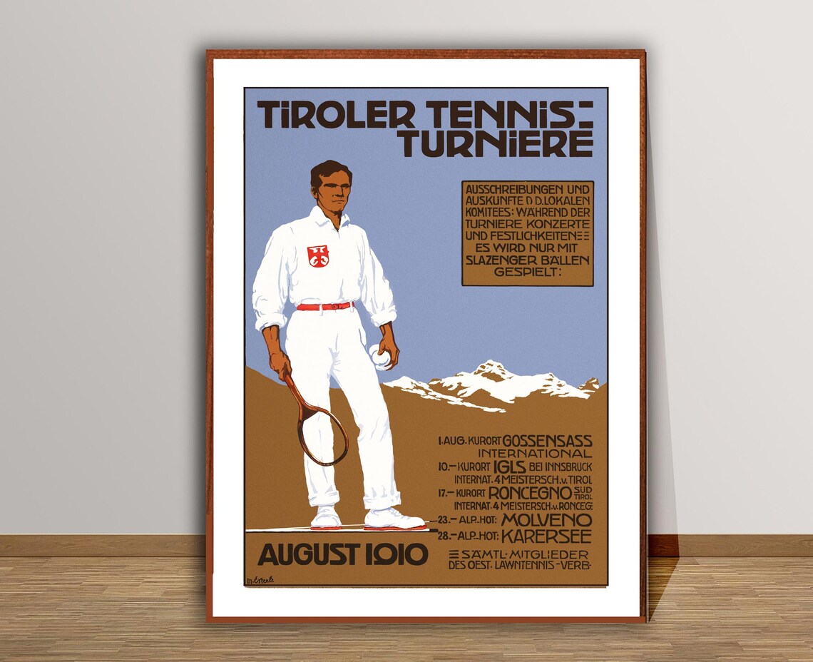 Tyrolean Tennis Tournaments August 1910 Vintage Sports Poster - Image 2