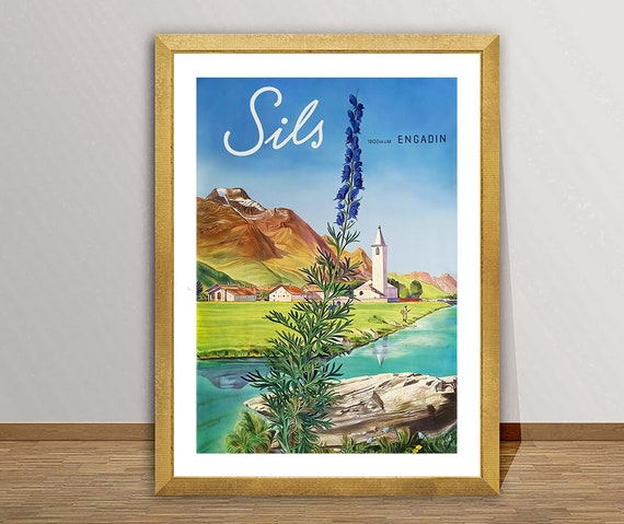 Sils Engadin Suisse Vintage Travel Poster Poster Paper Or Print Gift Idea Wall Decor