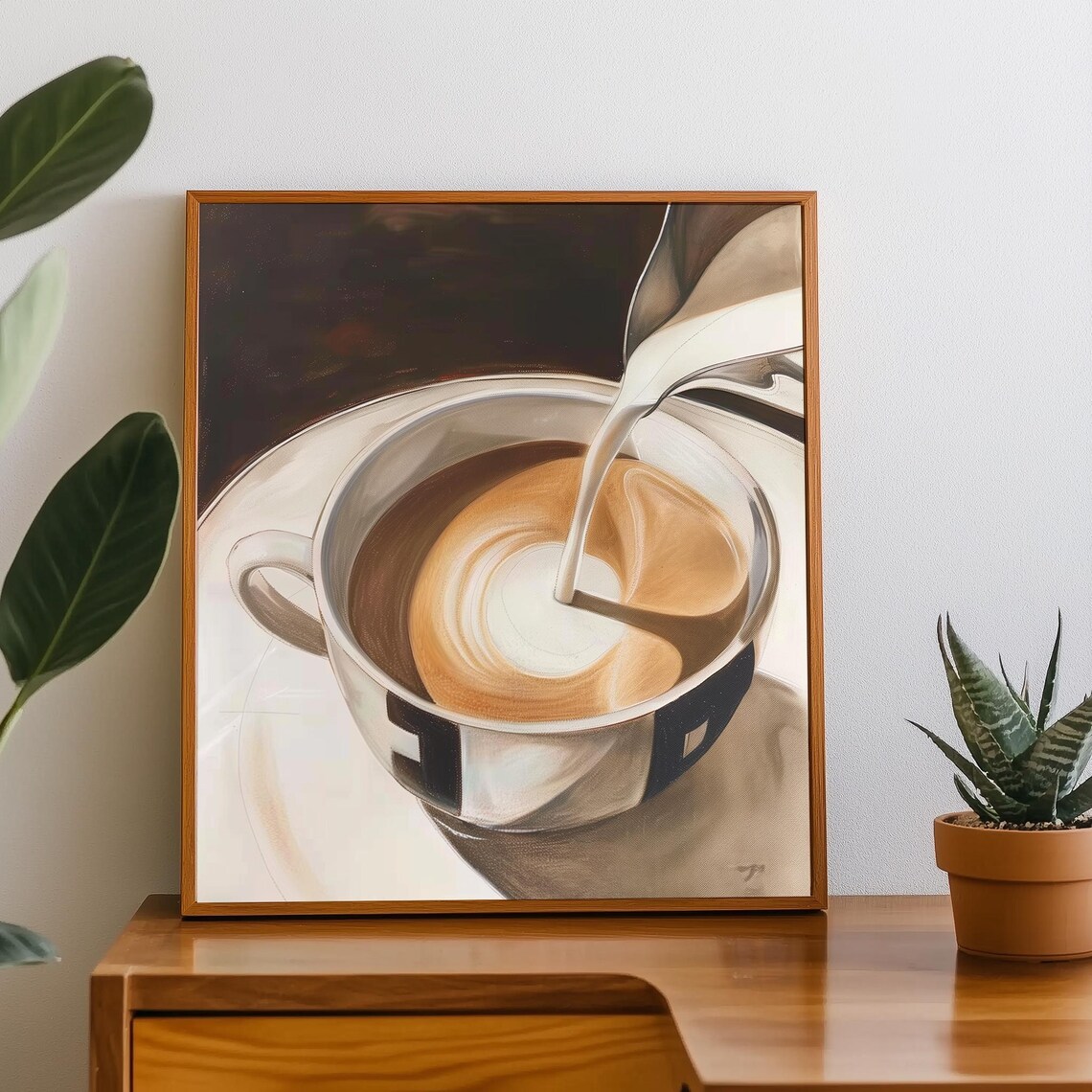 Steamed Milk Pouring Latte Art Coffee Cup Kitchen Wall Poster