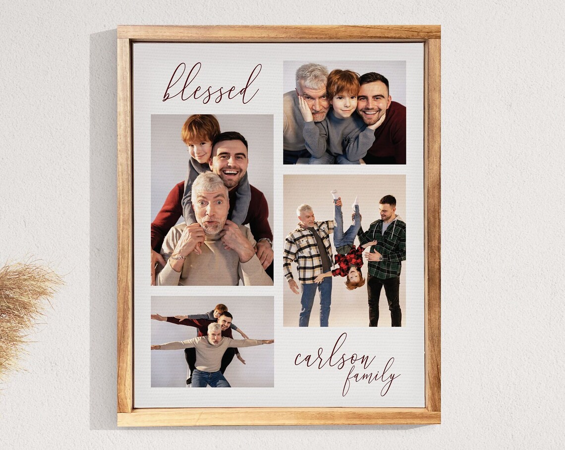 "Blessed Carlson Family" Photo Collage Canvas Family Picture Poster