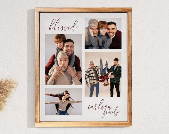 "Blessed Carlson Family" Photo Collage Canvas Family Picture Poster
