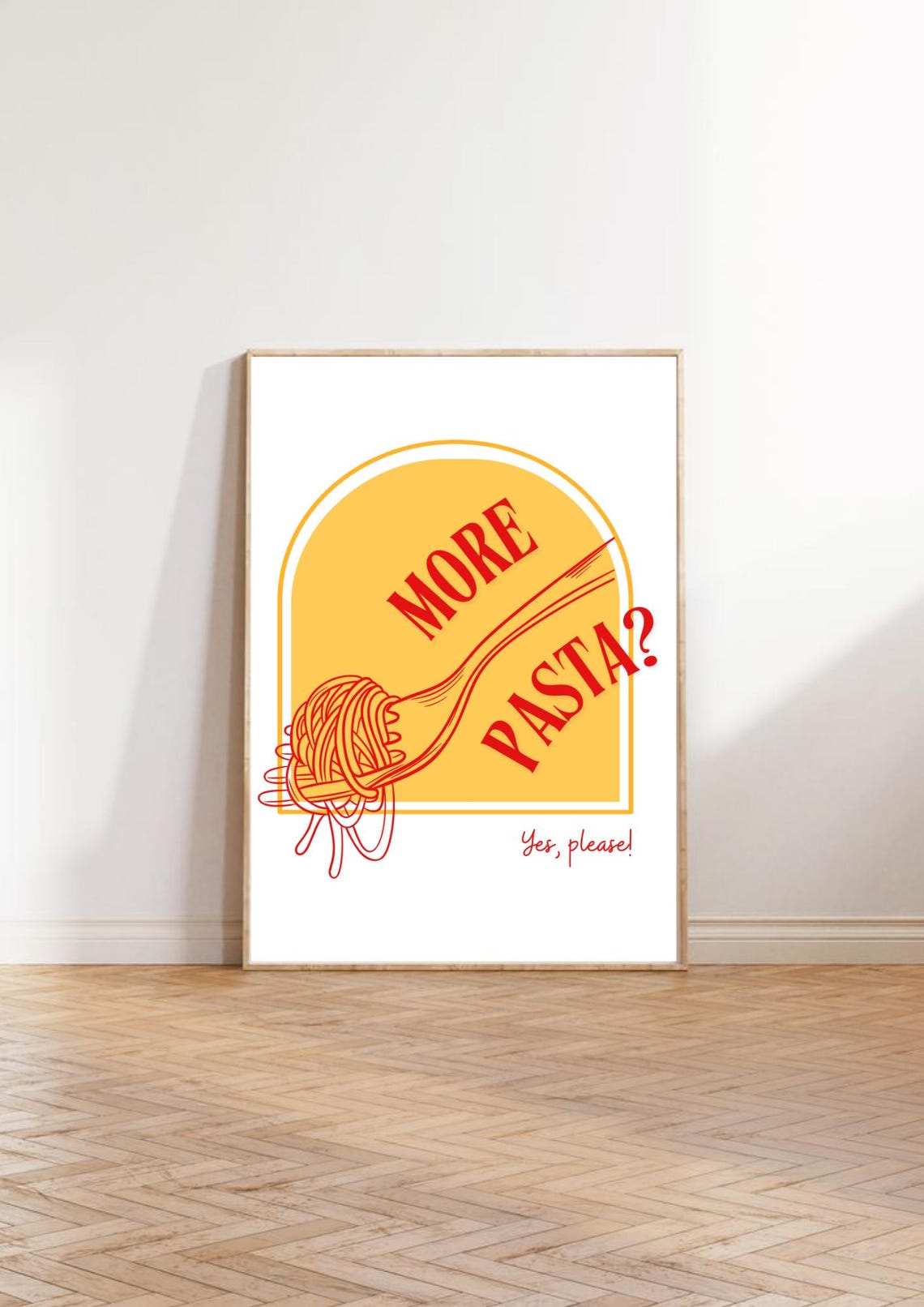 More Pasta Yes Please Spaghetti Twirl Fork Italian Kitchen Poster - Image 3