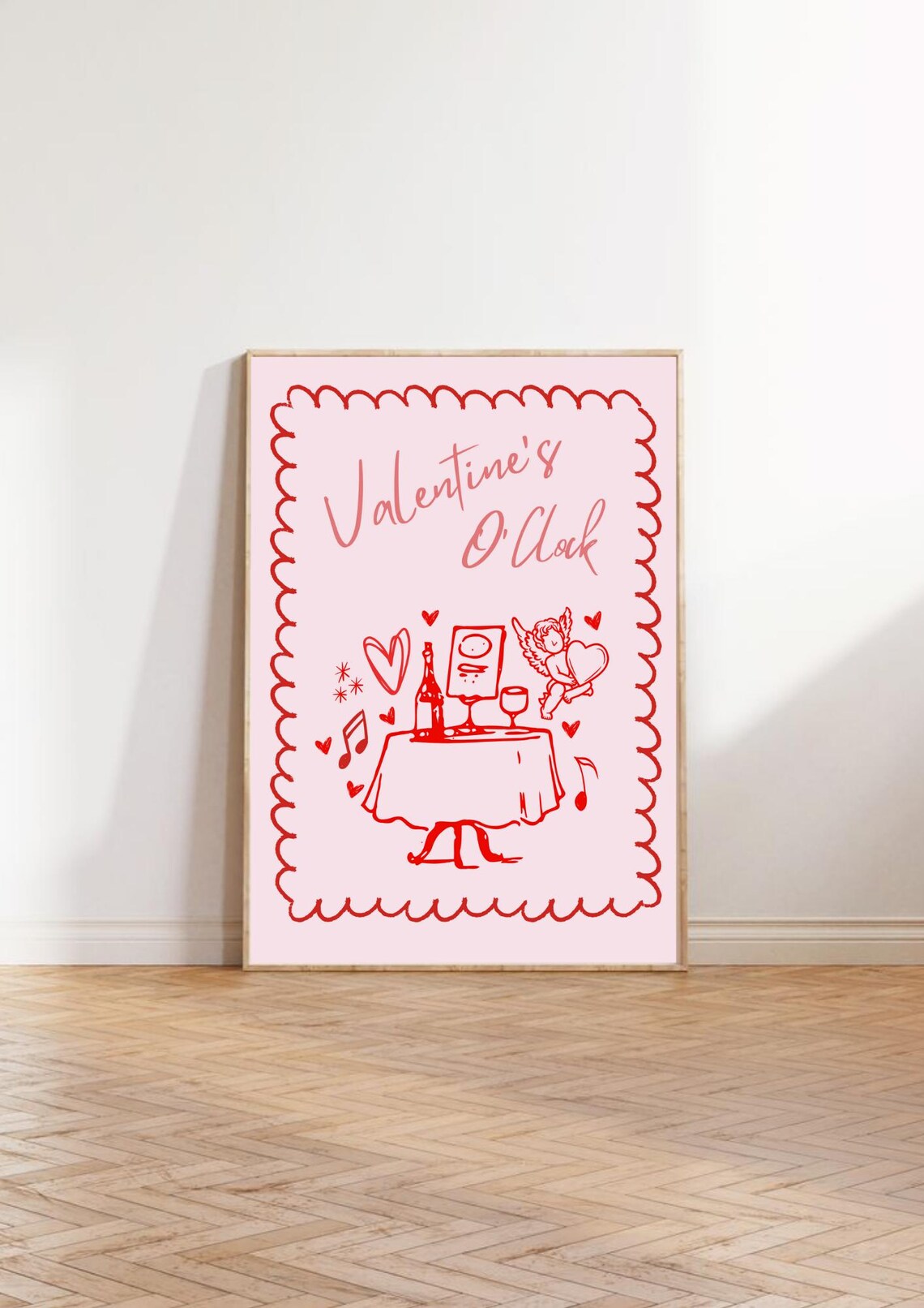 Valentines Oclock Art Print, Romantic Decor