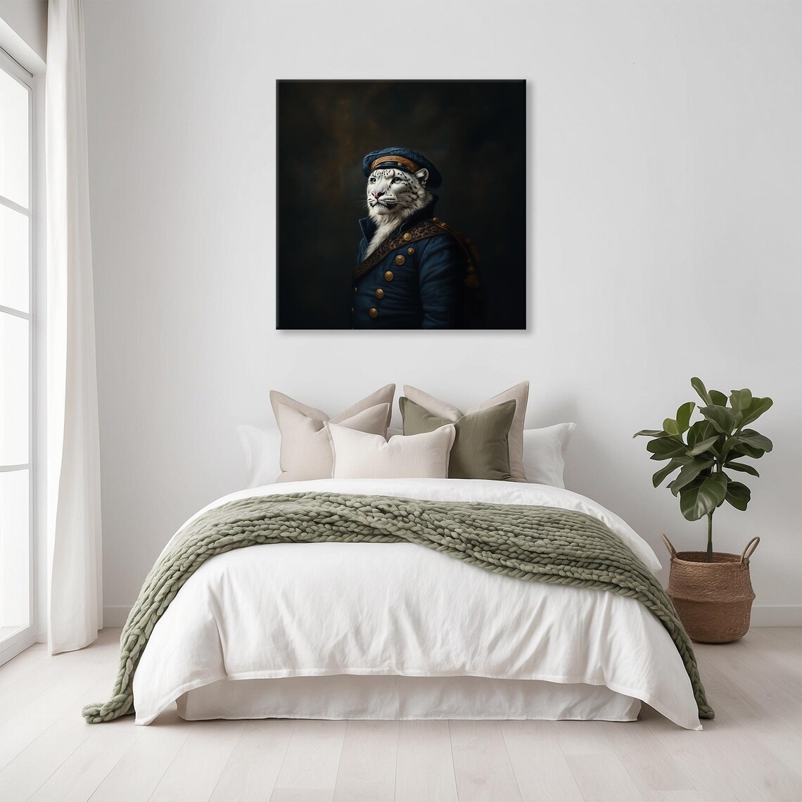 Snow Leopard Sea Captain Portrait Naval Officer Animal Art Poster