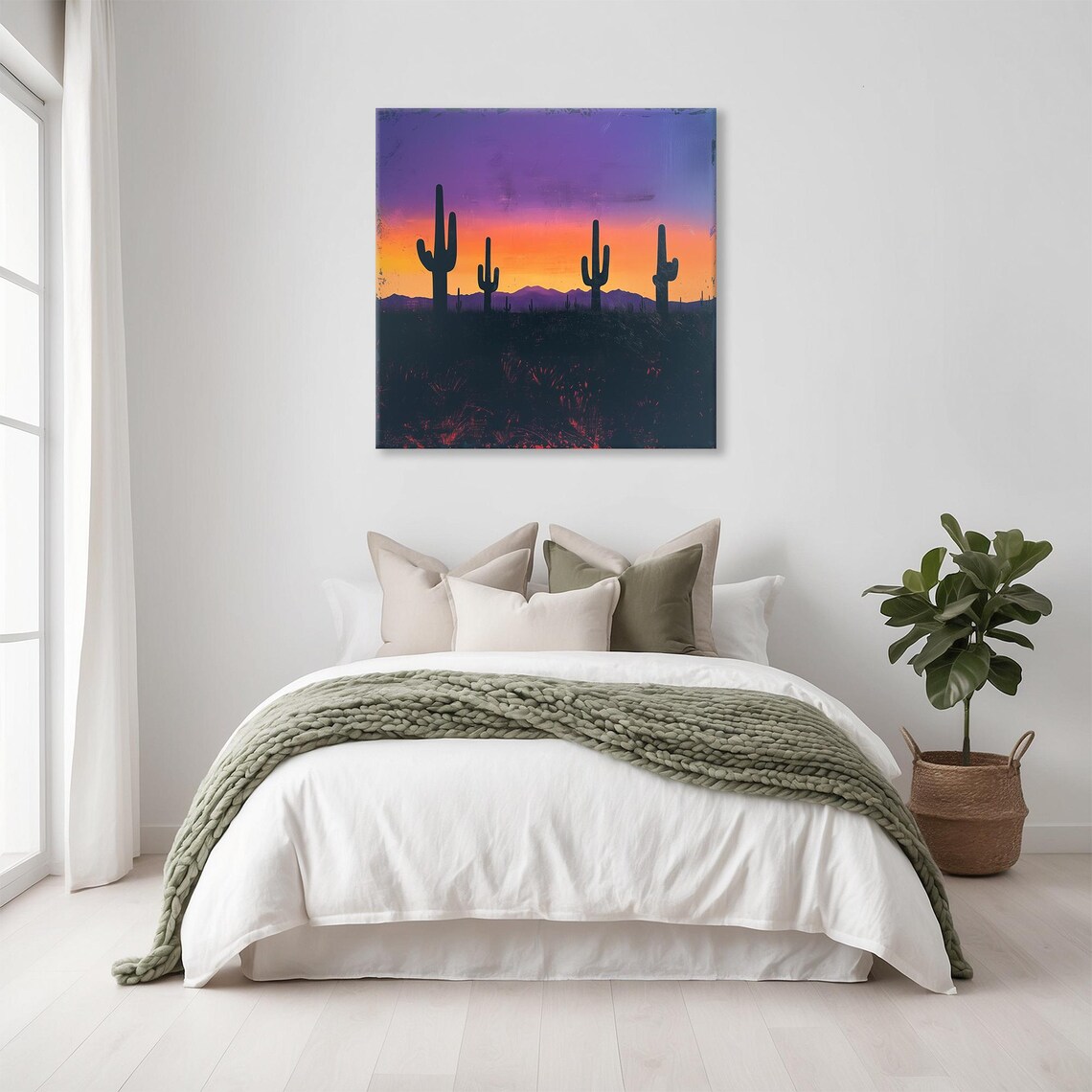 Saguaro Cactus Desert Sunset Purple Sky Southwestern Wall Art