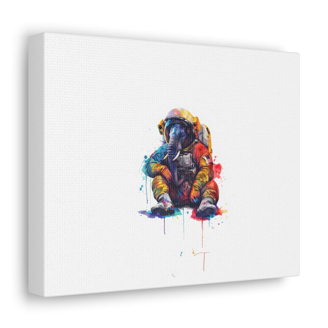 Elephant Astronaut Watercolor Sitting Space Suit Animal Art Poster - Image 3