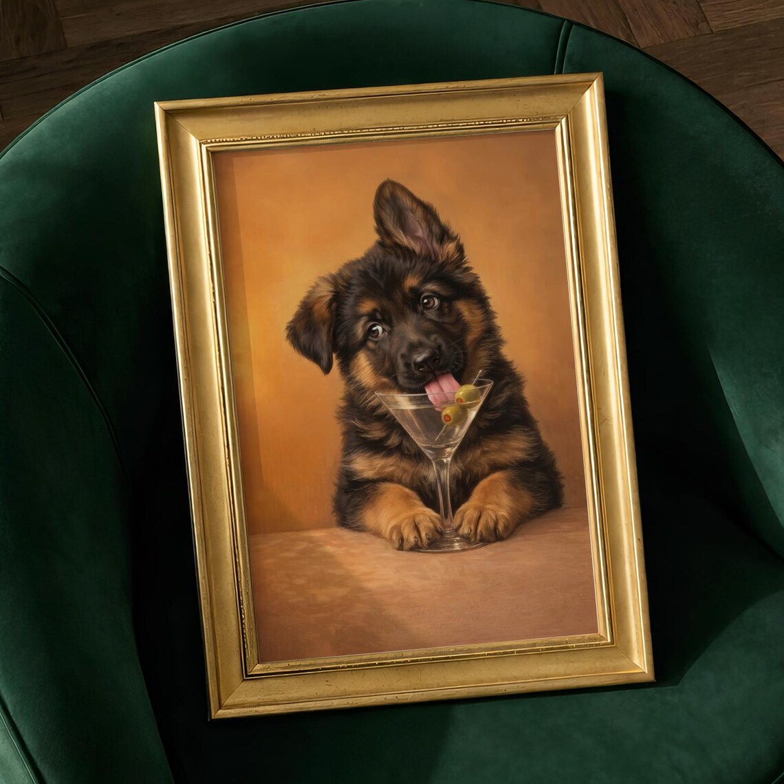 German Shepherd Puppy Cocktail, Funny Dog Bar Decor