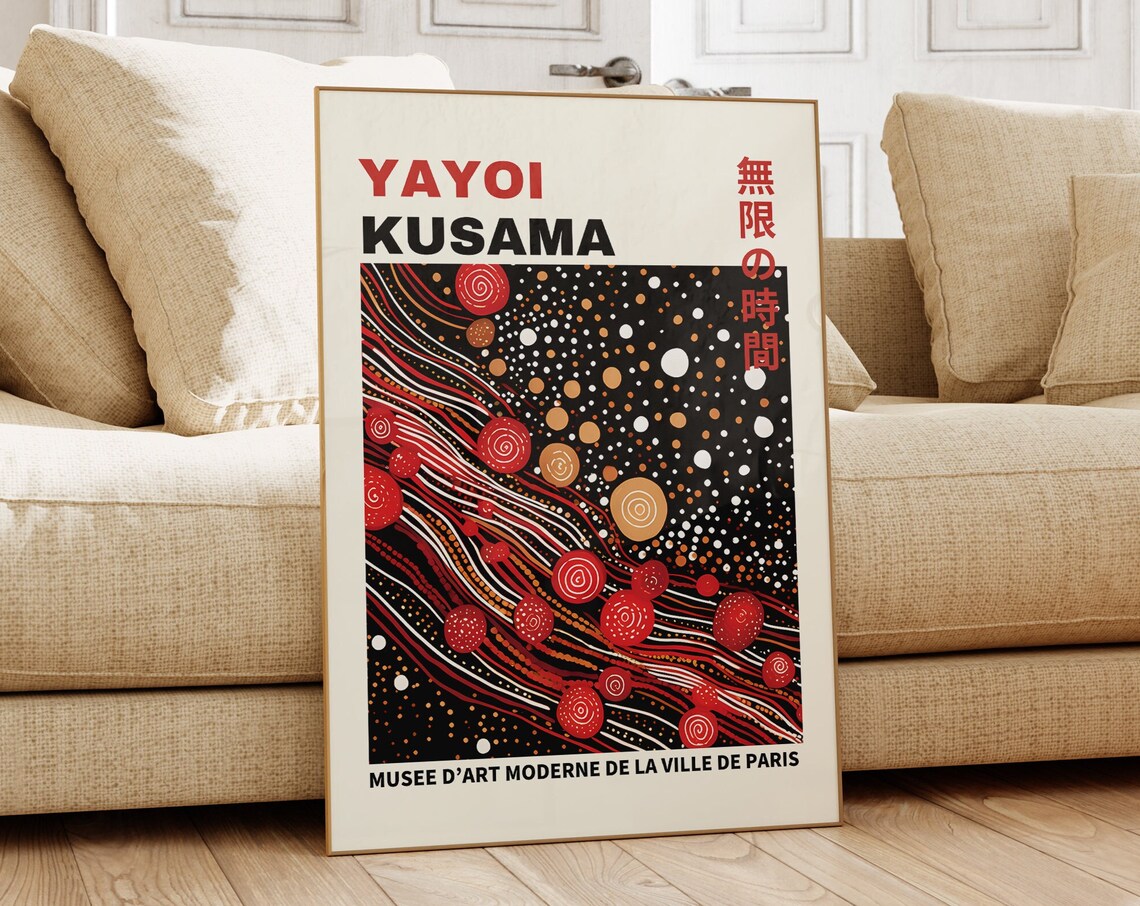 Yayoi Kusama Red Black Infinity Dots Swirl Museum Art Poster