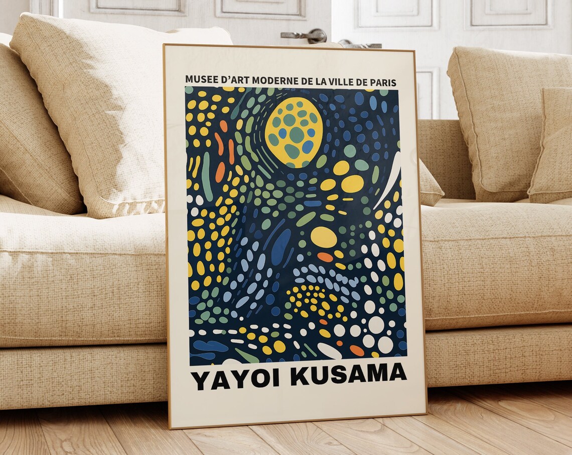 Yayoi Kusama Paris Abstract Blue Dots Painting Exhibition Poster