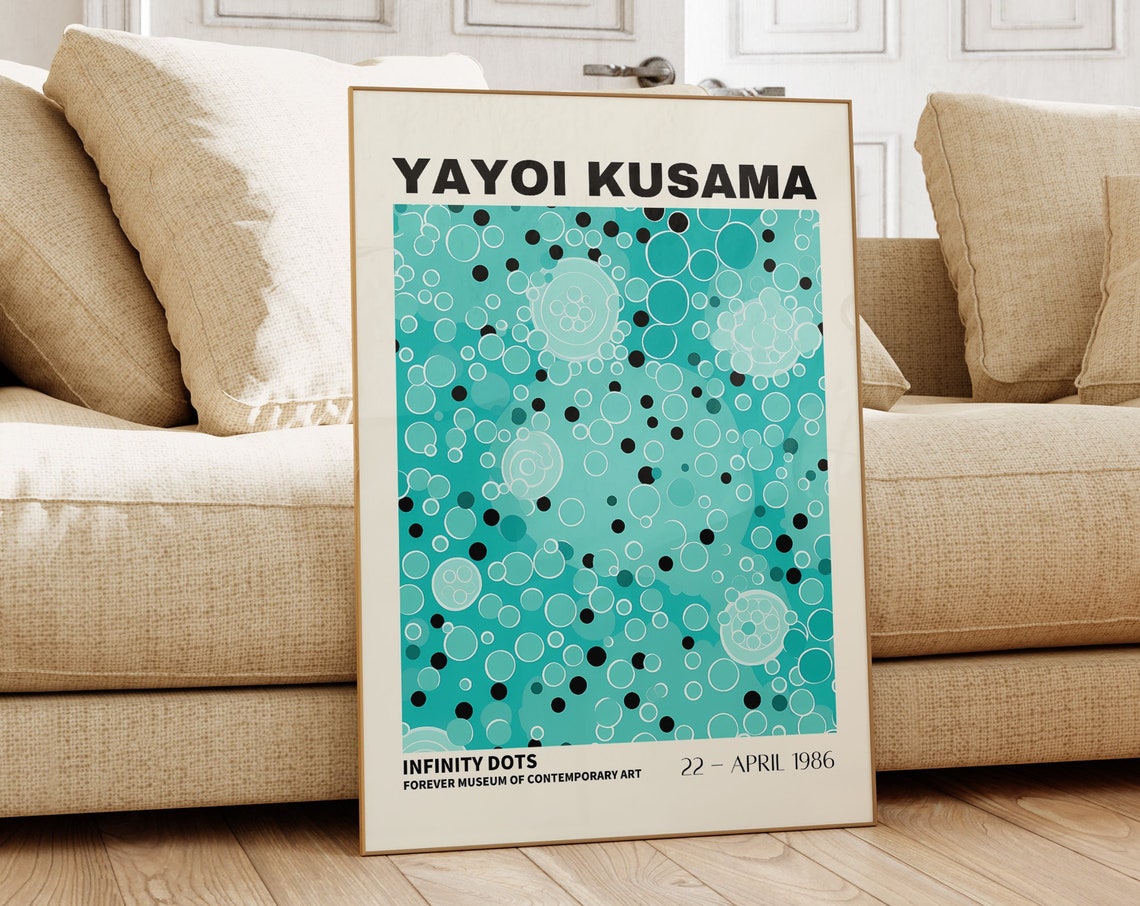 Yayoi Kusama Infinity Dots Teal Art Museum Exhibition Poster