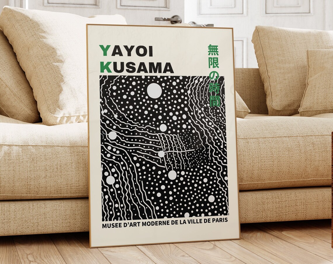 Yayoi Kusama Paris Museum Black White Infinity Nets Art Poster - Image 5
