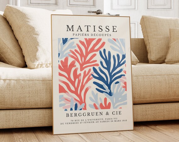 Henri Matisse Coral Leaf Cutouts Paris Exhibition 1953 Art Poster